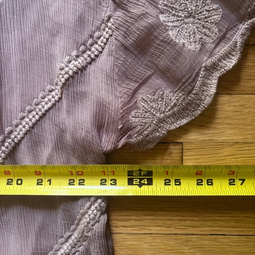 Sundance Lavender Purple Embroidered Sheer Dress Cover Up Boho Cottagecore‎ L
